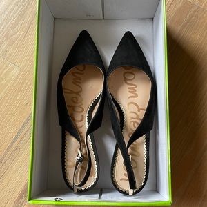 Sam Edelman Black Suede Slingback Kitten Heels with Straps Women’s 7.5/8